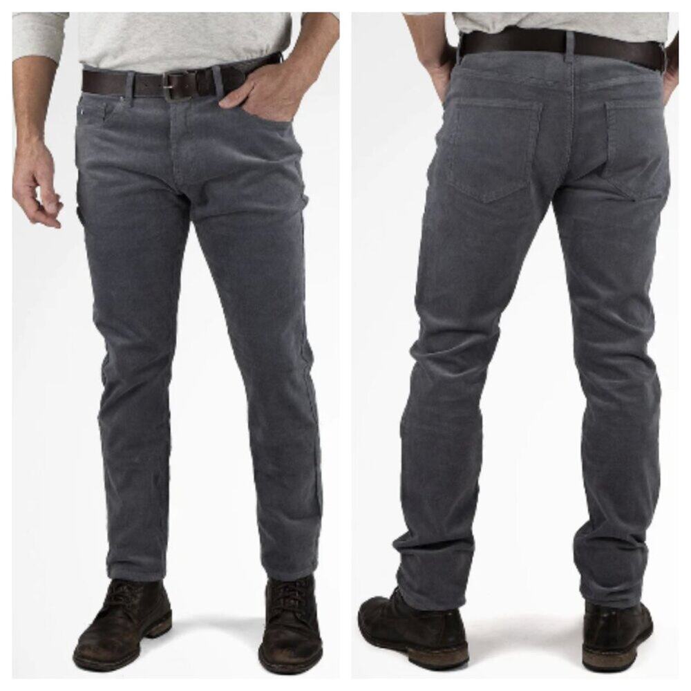 Tailor Vintage Men's 16W Stretch Cord Slim Fit 5 Pocket Pant Steel Size 34x32